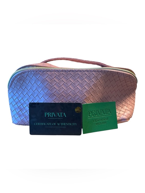 Handbags - Privata Woven Lattice Pink Cosmetic Travel Bag